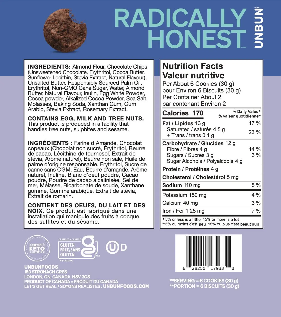 Unbun Double Chocolate Cookies 64g