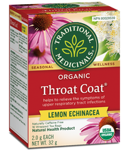 Load image into Gallery viewer, Traditional Medicinals Organic Throat Coat Lemon Echinacea Tea 16tbgs