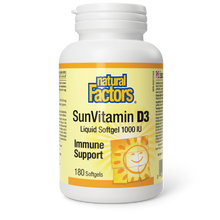 Load image into Gallery viewer, Natural Factors Vitamin D3 1000 IU 180 Softgels