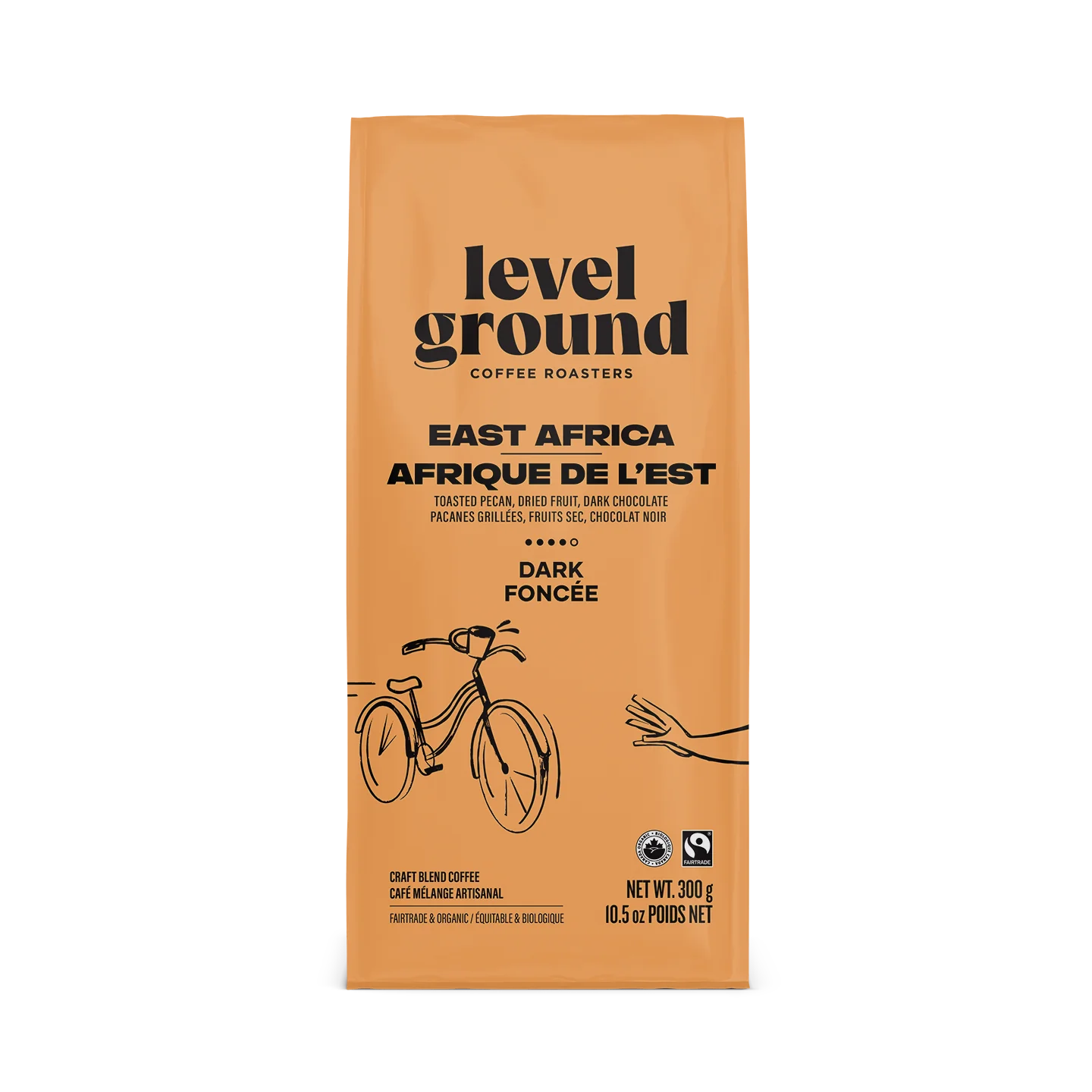 Level Grond Trading Organic East Africa Dark Roast Coffee Whole Bean 300g