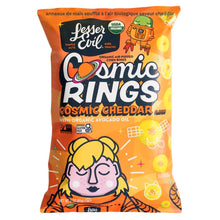 Load image into Gallery viewer, Lesser Evil Cosmic Cheddar Rings 85g