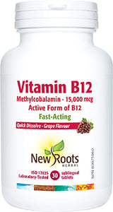 New Roots Vitamin B12 15000mcg 30 subtabs