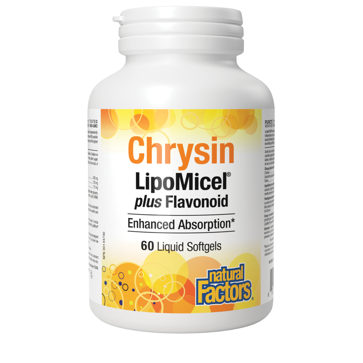 Natural Factors Chrysin Lipomicel Plus Flavonoid 60 Softgels
