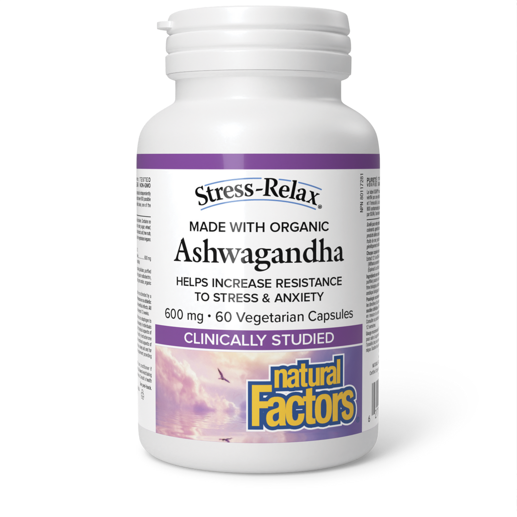 Natural Factors Stress-Relax Ashwagandha 600mg 60 Vegetarian Capsules
