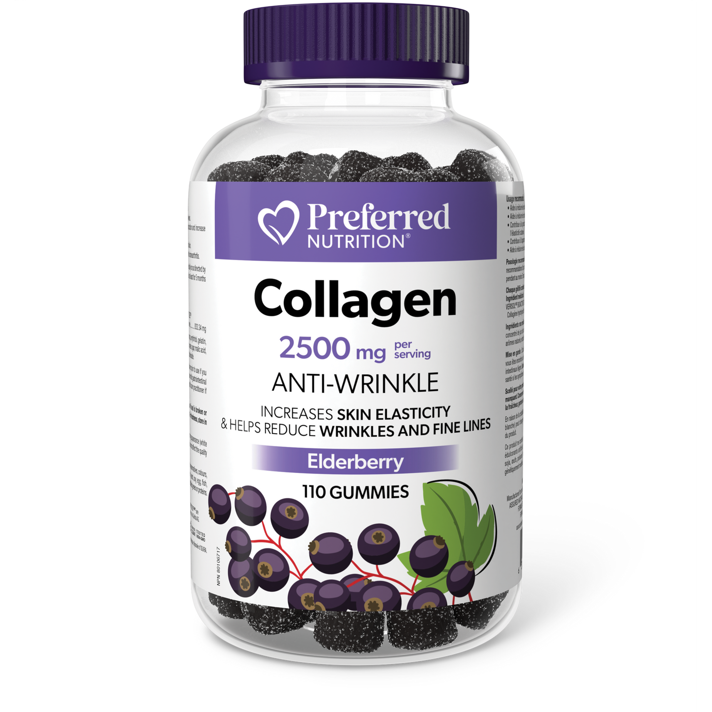 Preferred Nutrition Elderberry Bioactive Collagen 2500mg Gummies 110 Gummies