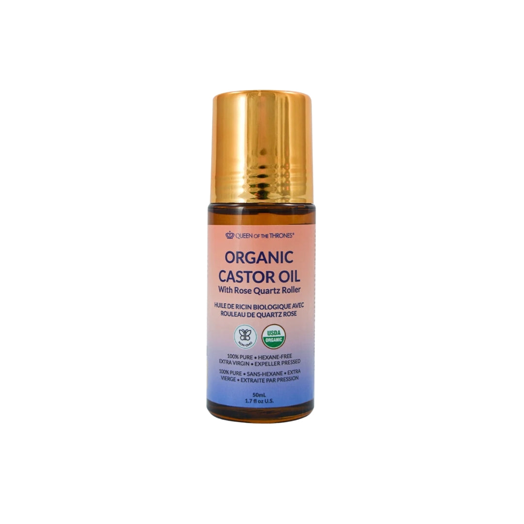Queen of the Thrones Castor Oil Rose Quartz Roller 50ml – The Root