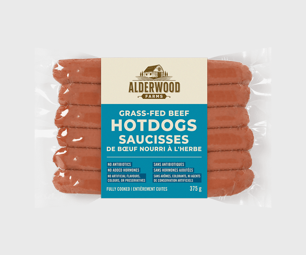 Alderwood Farms Grass Fed Beef Hot Dogs 375g