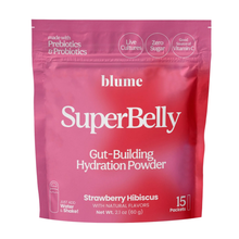 Load image into Gallery viewer, Blume SuperBelly Gut Hydration Strawberry Hibiscus 60g 15 Pack