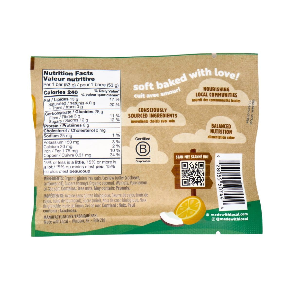 Made With Local Lemon Square Bar 53g