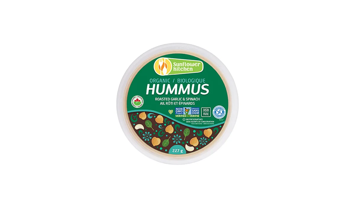 Sunflower Kitchen Organic Roasted Garlic Spinach Hummus 227g