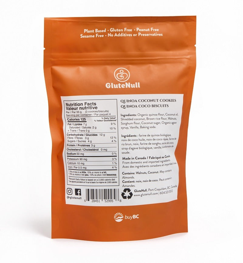GluteNull Organic Quinoa Coconut Cookies 132g