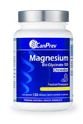 CanPrev Magnesium Bis-Glycinate 50mg Tropical Pineapple 120 Chewable Tablets