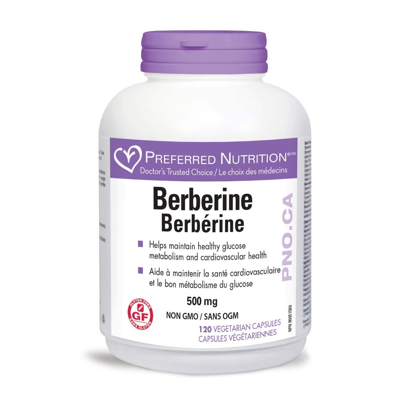 Preferred Nutrition Berberine 500mg 120 Vegetable Capsules