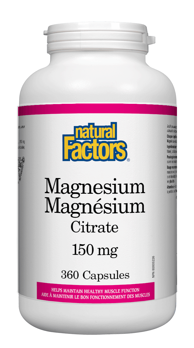 Natural Factors Magnesium Citrate 150mg 360 Vegetarian Capsules