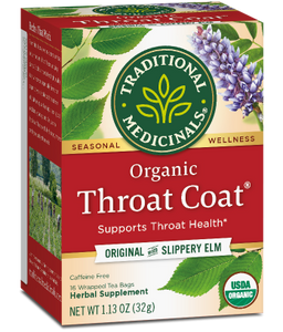 Traditional Medicinals Organic Throat Coat Tea With Slippery Elm 16 Bags