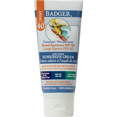 Badger Sport Clear Zinc Sunscreen Lotion SPF40 87ml