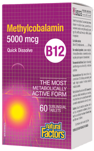 Natural Factors Vitamin B12 5000mcg 60 Sublingual Tablets