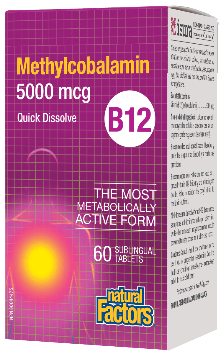 Natural Factors Vitamin B12 5000mcg 60 Sublingual Tablets