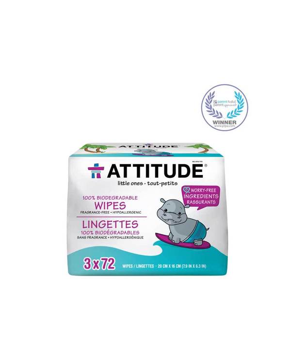 Attitude Baby Wipes 100% Biodegradable Refill 216 Wipes