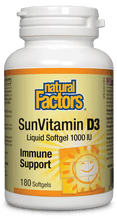 Load image into Gallery viewer, Natural Factors Vitamin D3 1000 IU 180 Softgels