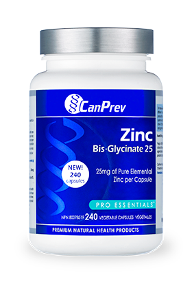 CanPrev Zinc Bis-Glycinate 25mg 240 Vegetarian Capsules