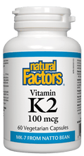 Load image into Gallery viewer, Natural Factors Vitamin K2 100mcg 60 Vegetable Capsules