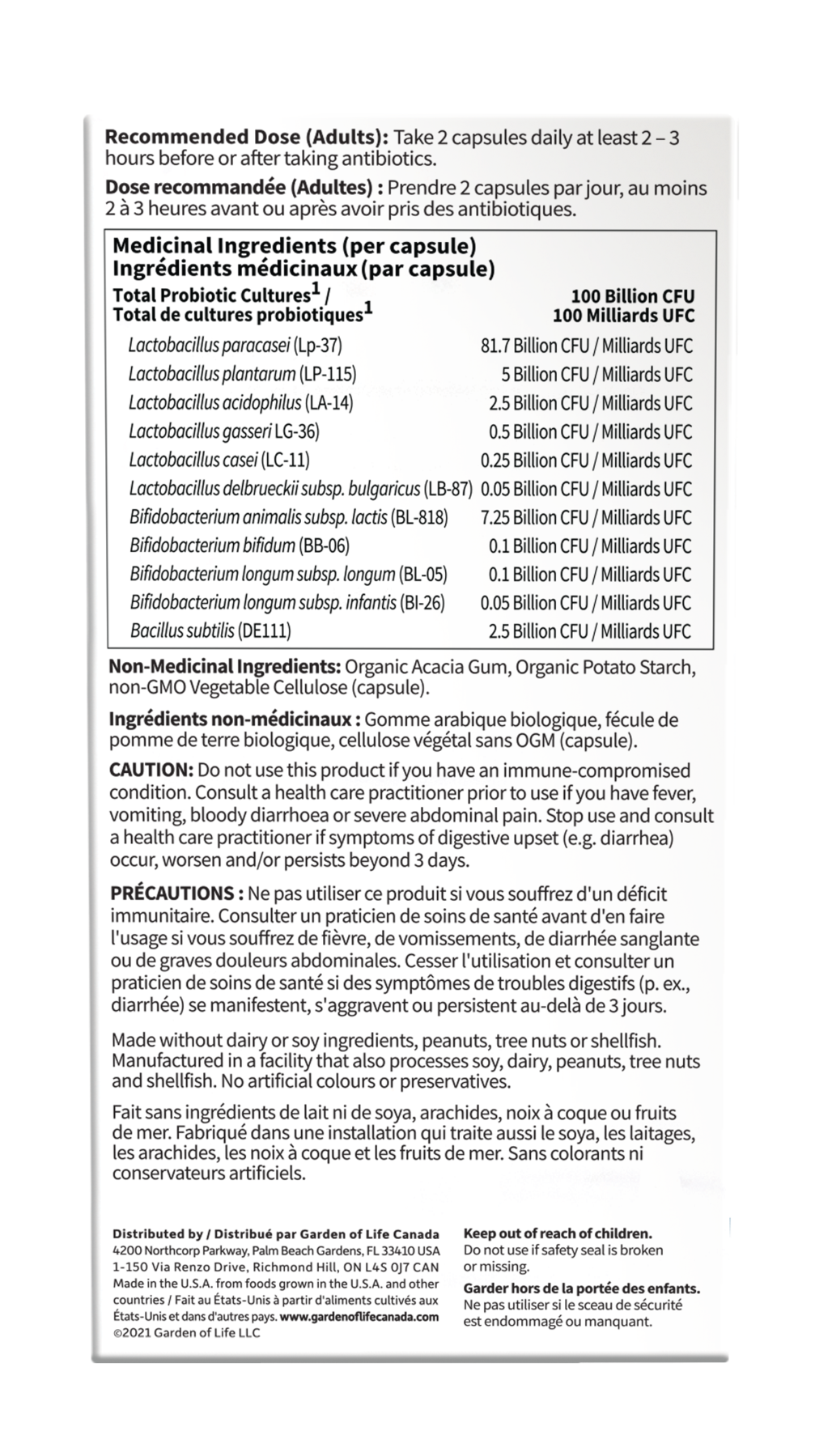 Garden Of Life Probiotic Restore 200 Billion 28 Vegetarian Capsules