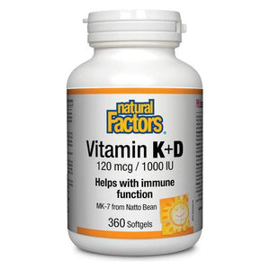 Natural Factors Vitamin K 120mcg and D3 1000 IU 360 Softgels