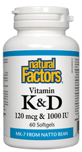 Load image into Gallery viewer, Natural Factors Vitamin K2 and D3 60 Softgels