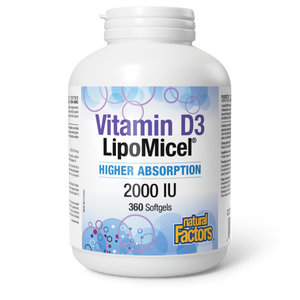 Natural Factors LipoMicel Vitamin D3 2000IU 360 Softgels