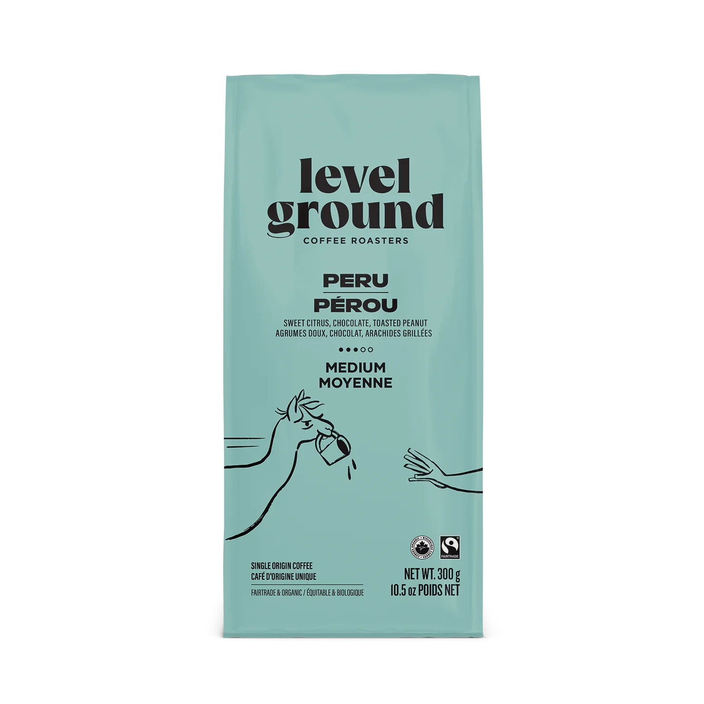 Level Ground Trading Organic Peru Medium Roast Coffee Ground 300g