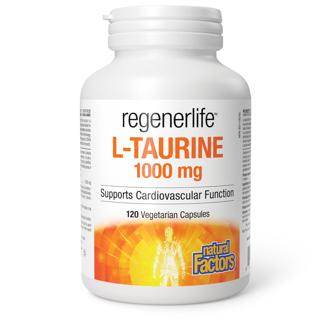 Natural Factors RegenerLife L-Taurine 1000mg 120 Vegetarian Capsules