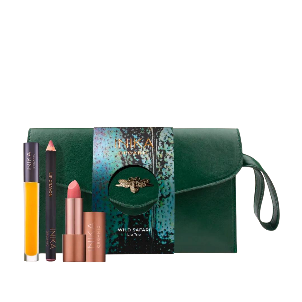 Inika Wild Safari Lip Trio and Travel Bag Gift Set Valued at $167