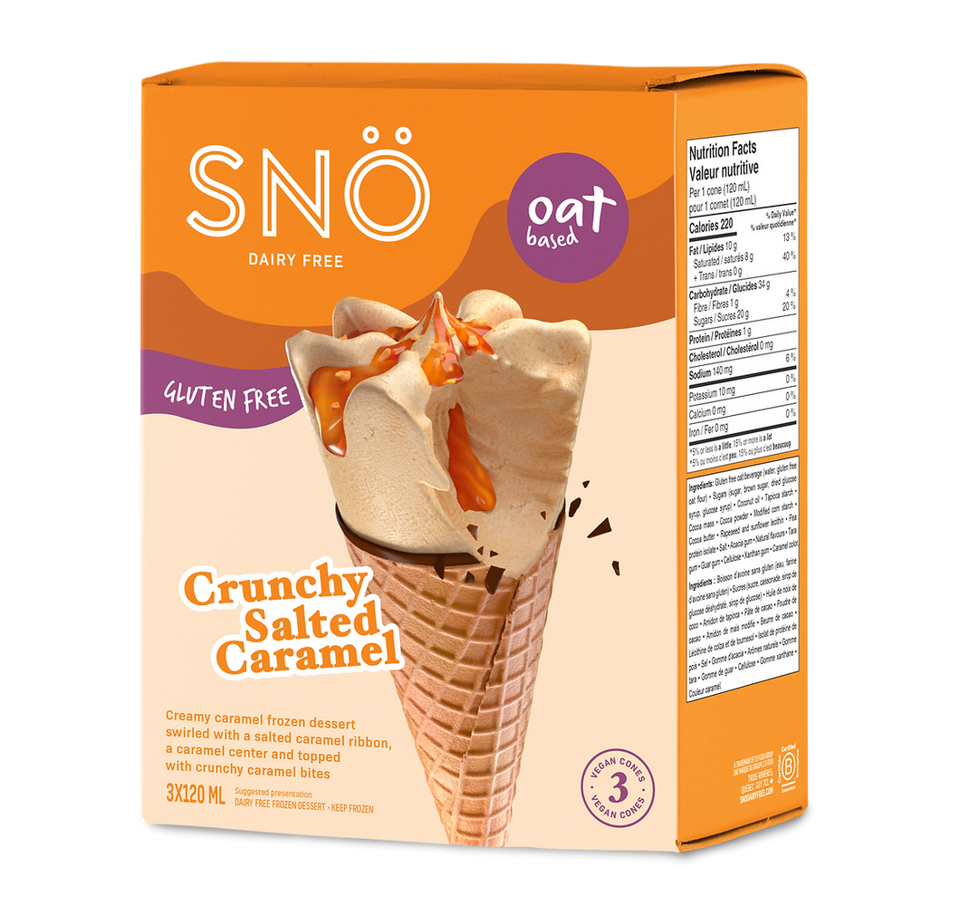 SNO Vegan Crunch Salted Caramel Cone 120ml 3 Pack