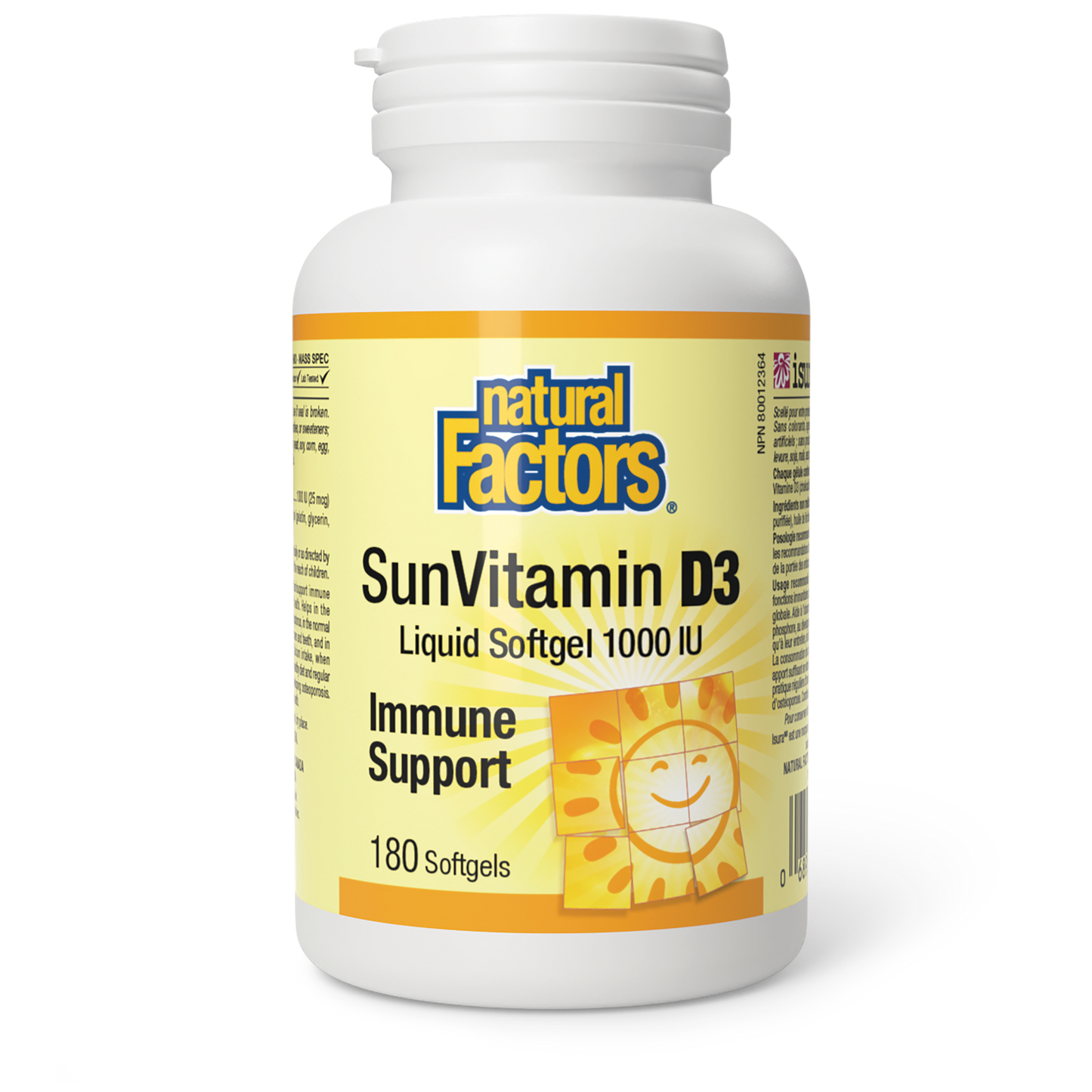 Natural Factors Vitamin D3 1000 IU 180 Softgels