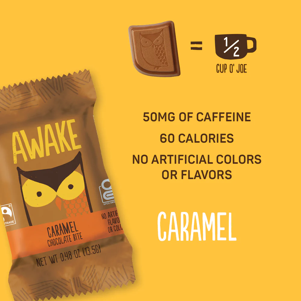 Awake Chocolate Caramel Milk Chocolate Singles 13.5g