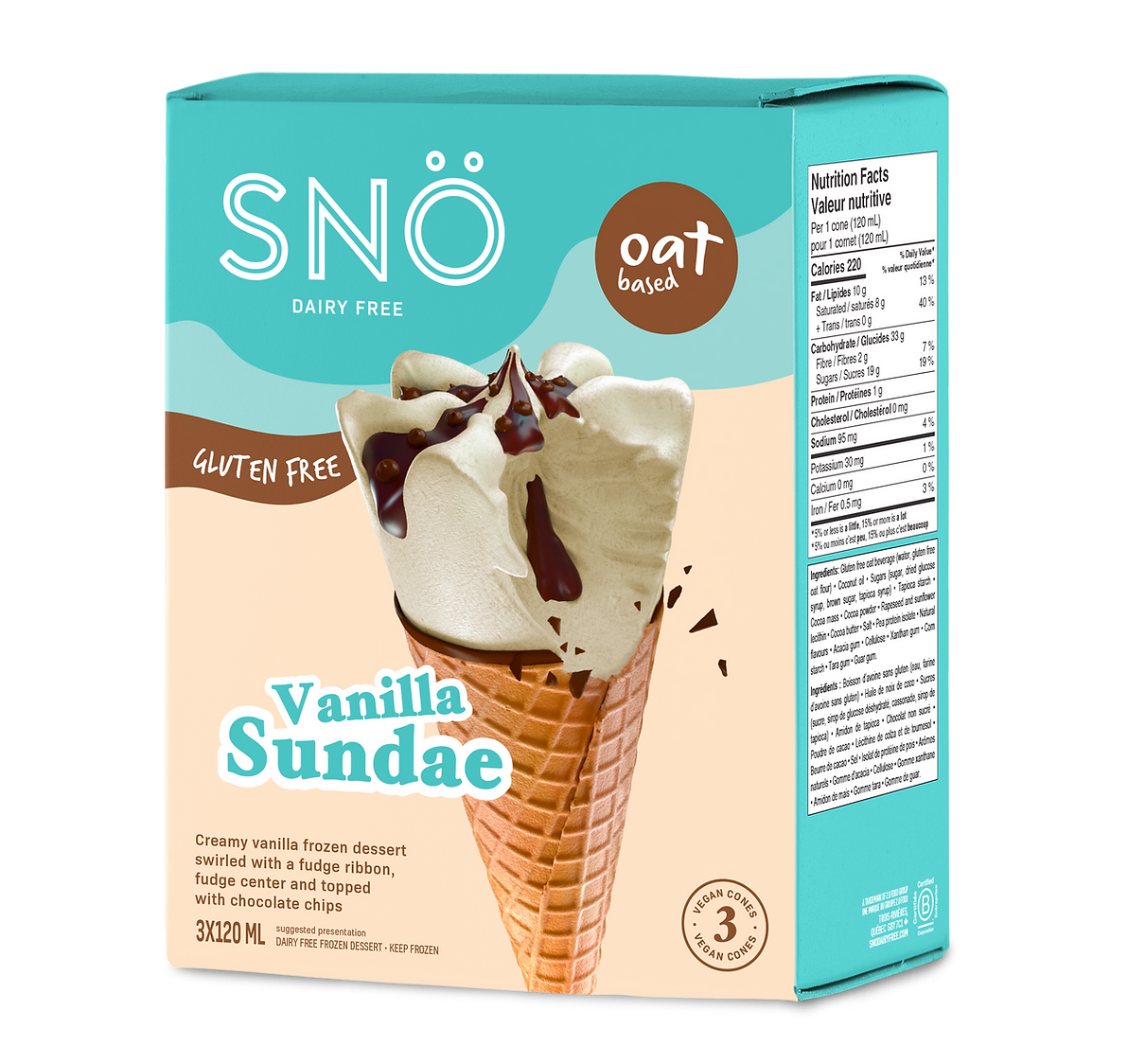 SNO Vegan Vanilla Sundae Cone 120ml 3 Pack – The Root Cellar PEI