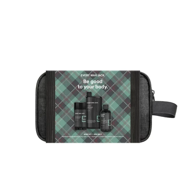 Every Man Jack Sea Salt Body Care Gift Set with Travel Bag