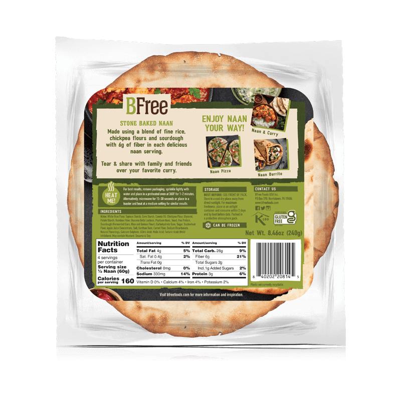 BFREE Gluten Free Stone Baked Naan Bread 240g