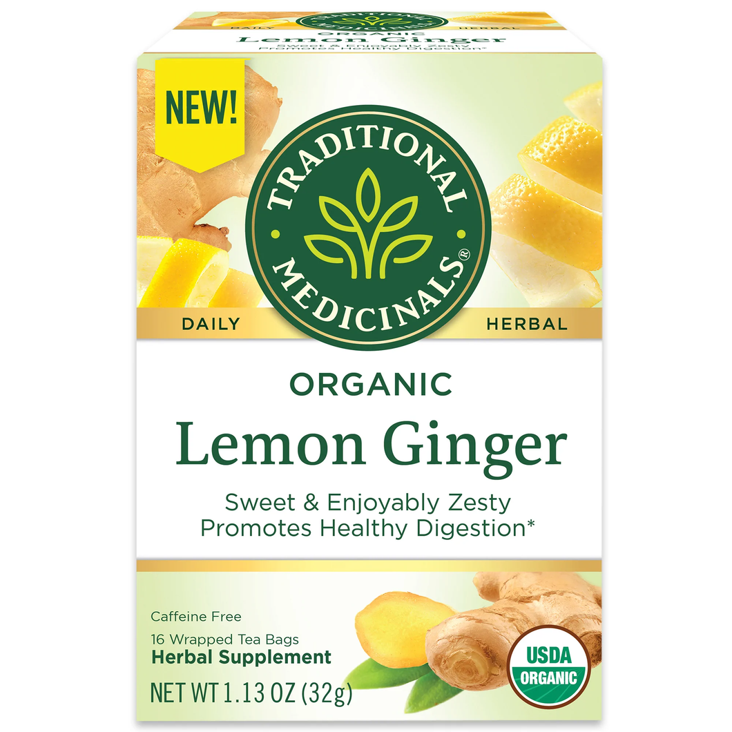 Traditional Medicinals Organic Lemon Ginger Tea 16ct