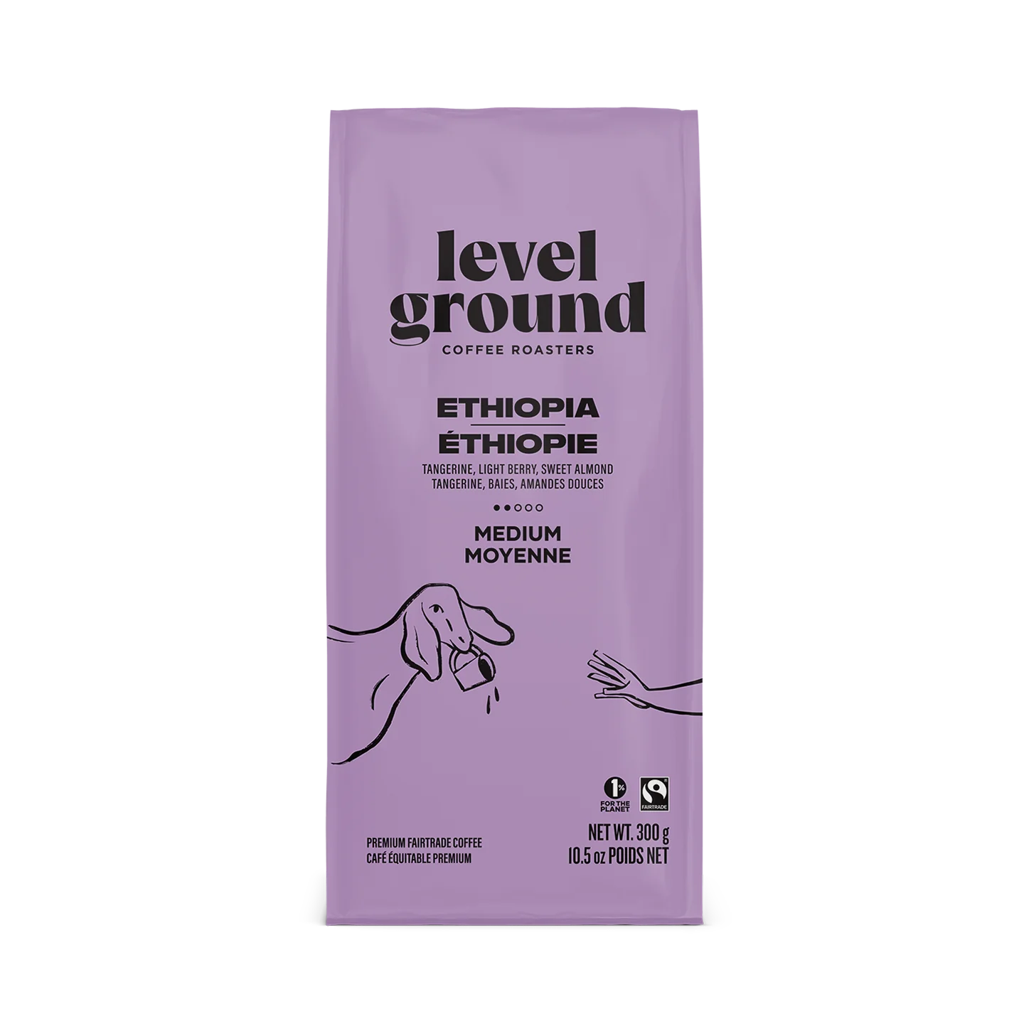 Level Ground Trading Ethiopia Medium Roast Coffee Ground 300g