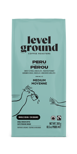 Level Ground Trading Peru Organic Medium Roast Whole Bean Coffee 300g