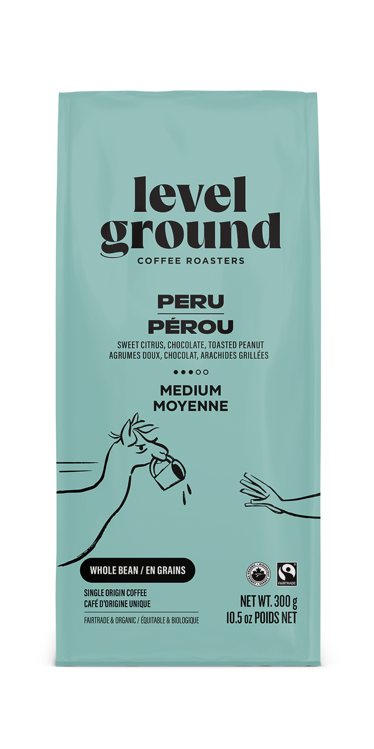 Level Ground Trading Peru Organic Medium Roast Whole Bean Coffee 300g