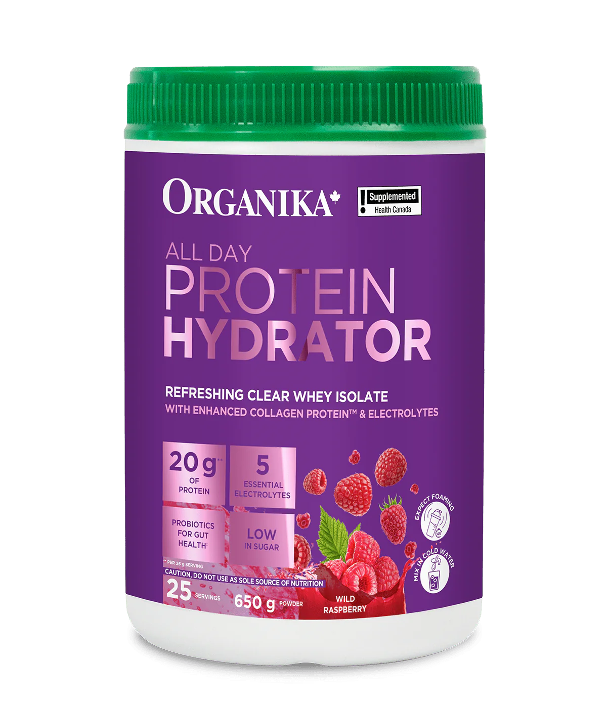 Organika All Day Protein Hydrator Wild Raspberry 650g