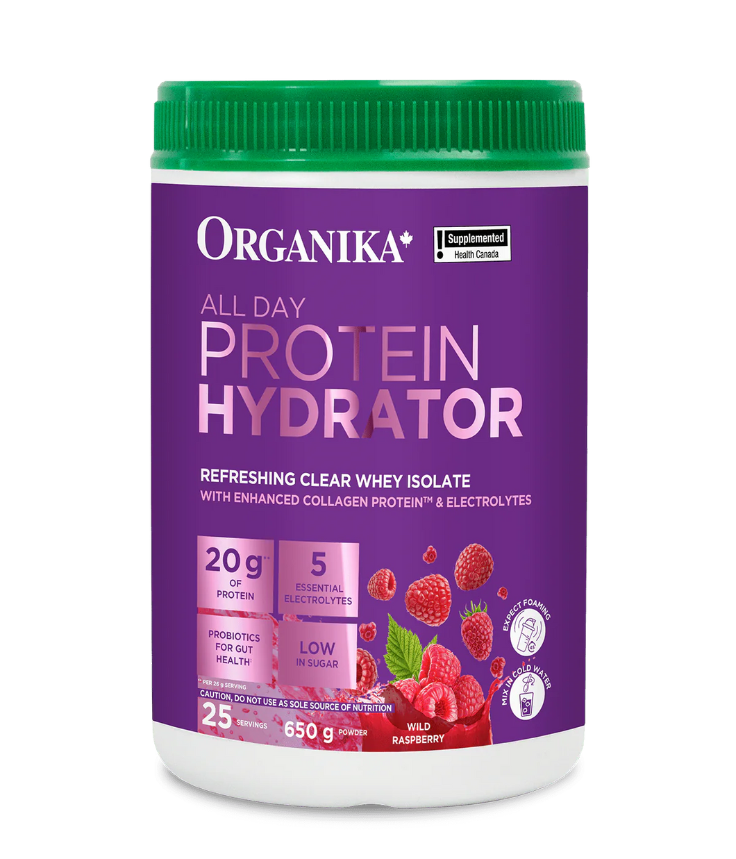 Organika All Day Protein Hydrator Wild Raspberry 650g
