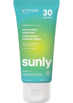 Attitude Mineral Face Sunscreen Lotion Unscented SPF 30 75g