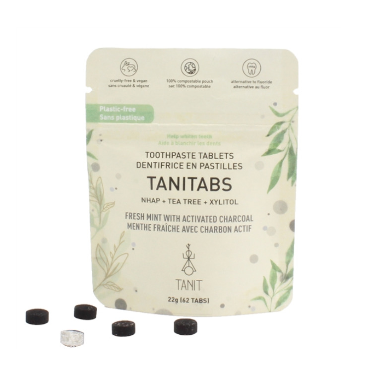 Tanit Toothpaste Tablets Fresh Mint Charcoal 62tab