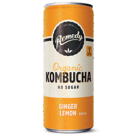 Remedy Organic Ginger Lemon No Sugar Kombucha 330ml