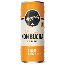 Load image into Gallery viewer, Remedy Organic Ginger Lemon No Sugar Kombucha 330ml
