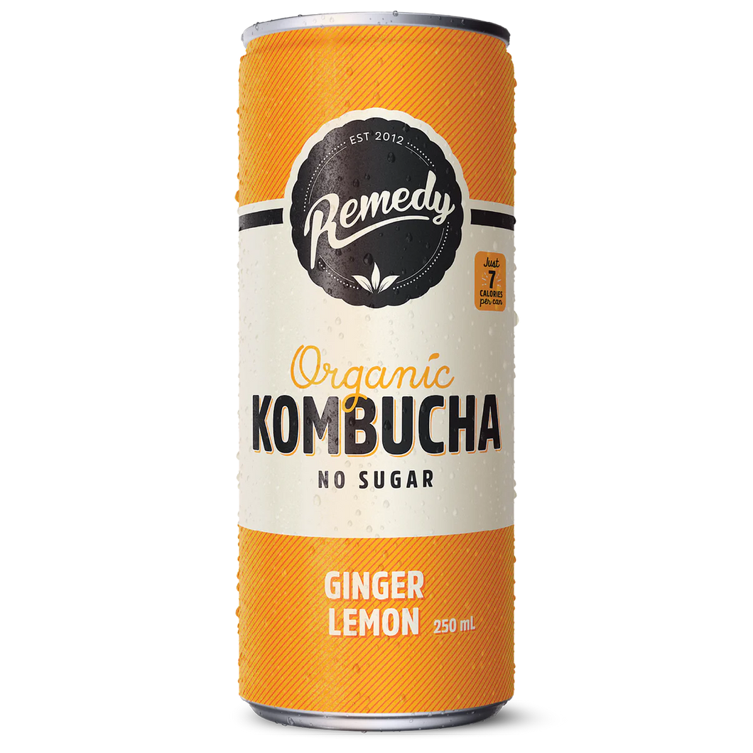 Remedy Organic Ginger Lemon No Sugar Kombucha 330ml